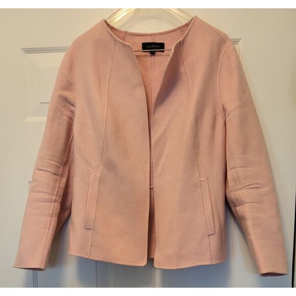 Talbots Womens Jacket Size XL Light Pink Merino Wool Open Front Blazer - Picture 6 of 11
